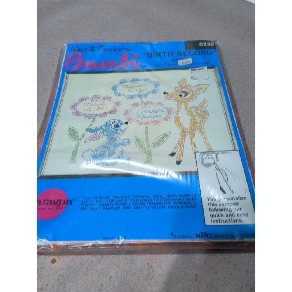Paragon Needle Kit Walt Disney's Bambi Birth Record  Sealed New Vintage  1967